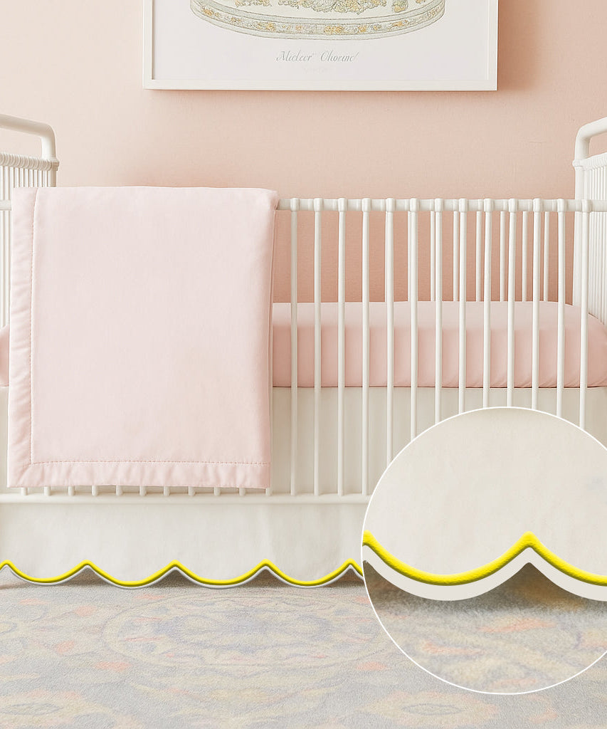 Scallop Embroidery Cotton Crib Skirt