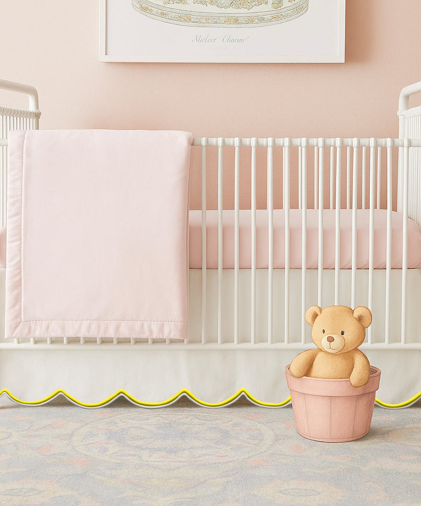 Scallop Embroidery Cotton Crib Skirt