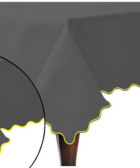 Scallop Embroidery Sateen Cotton Solid Table Cloth - Dark Grey