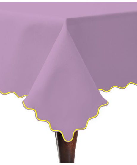 Scallop Embroidery Sateen Cotton Solid Table Cloth - Lilac