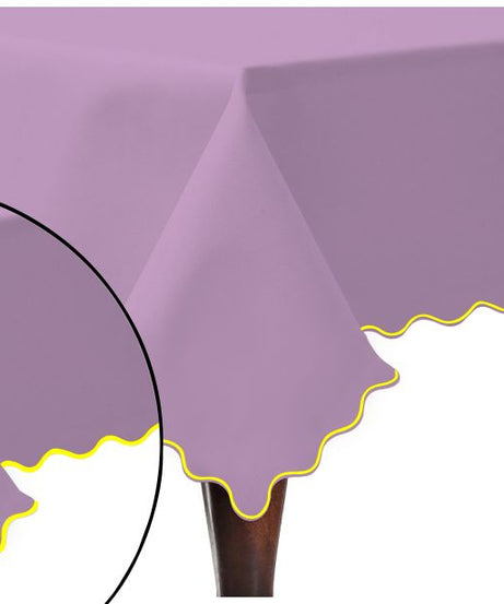 Scallop Embroidery Sateen Cotton Solid Table Cloth - Lilac