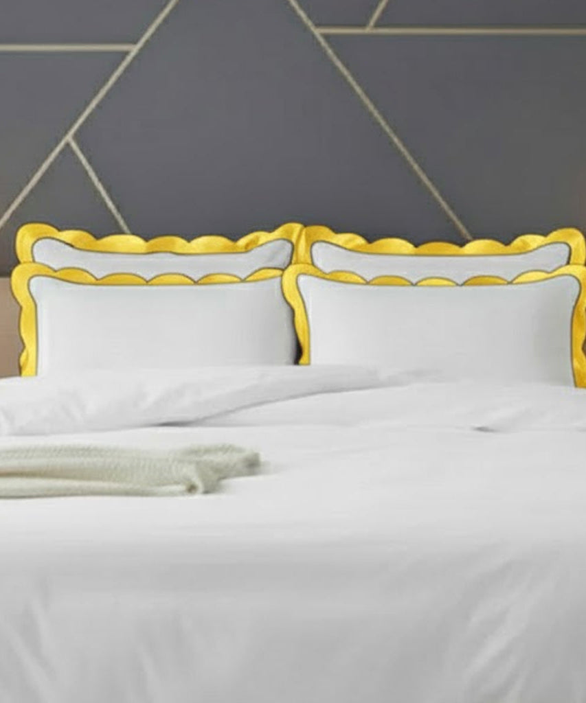 Scalloped & Wavy Applique Embroidery Cotton Duvet Cover Set