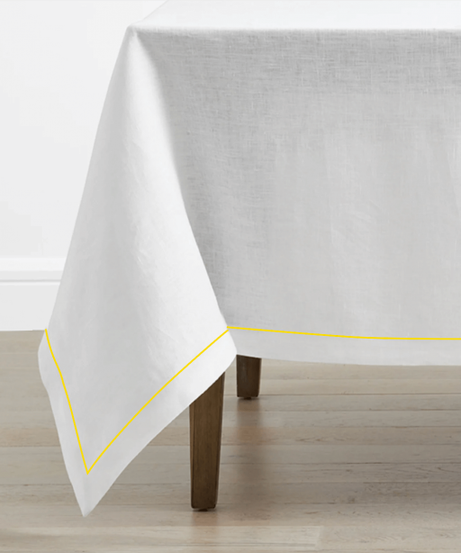 Single Embroidery Border Linen Table Cloth