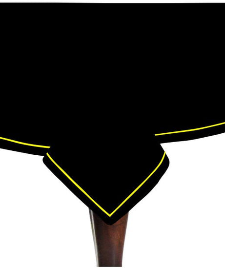 Single Embroidery Border Sateen Cotton Solid Table Cloth - Black
