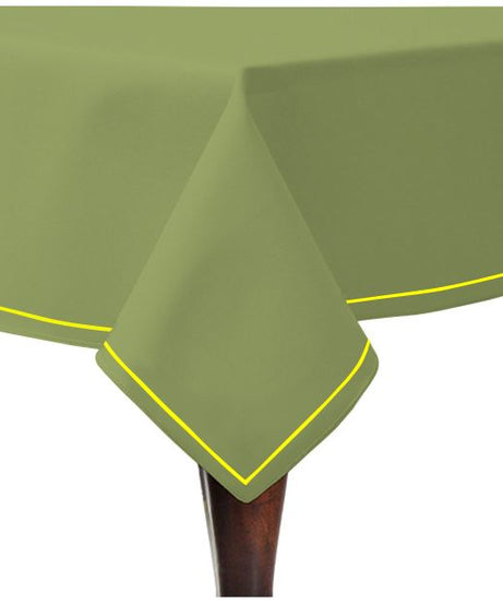 Single Embroidery Border Sateen Cotton Solid Table Cloth - Sage