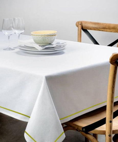 Single Embroidery Border Sateen Poly Cotton Solid Table Cloth