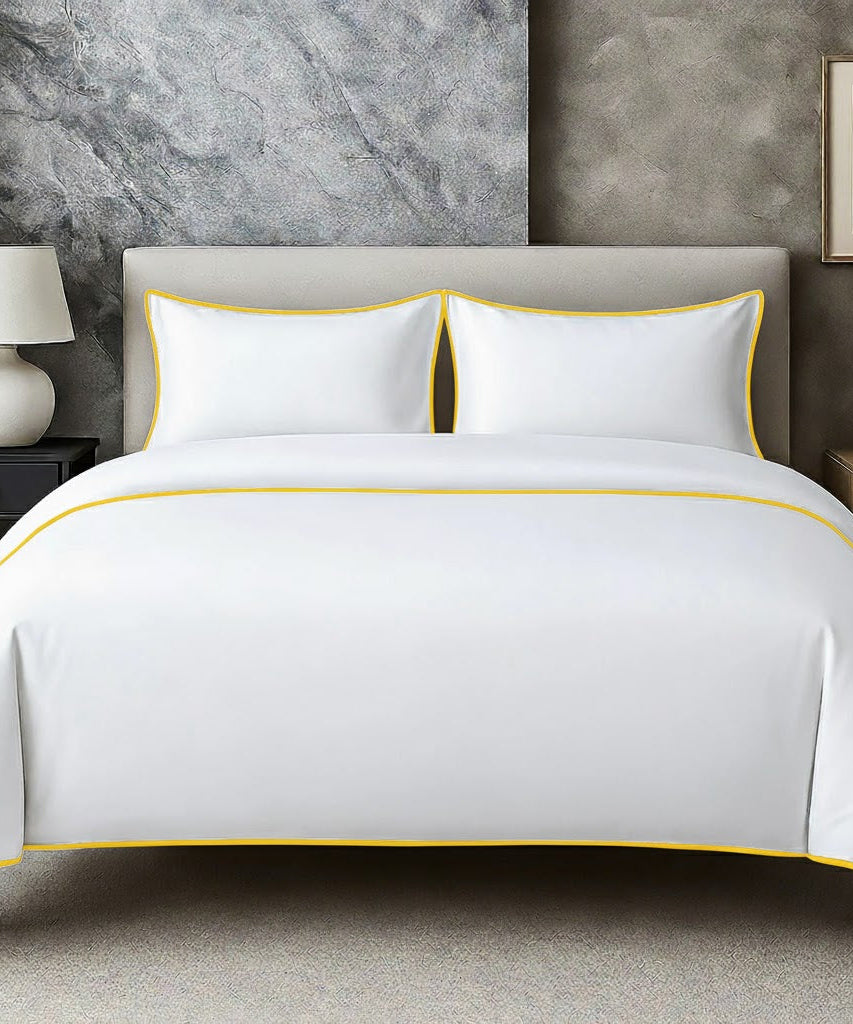 400 TC 100% Tencel Soft Silk Piping Duvet Cover Set