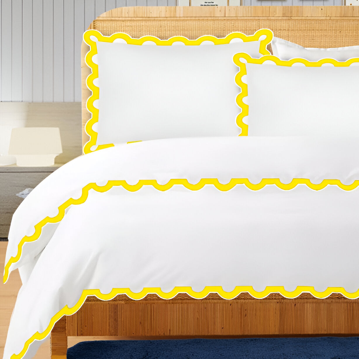 400TC U Shape Applique Embroidery Cotton Duvet Cover Set