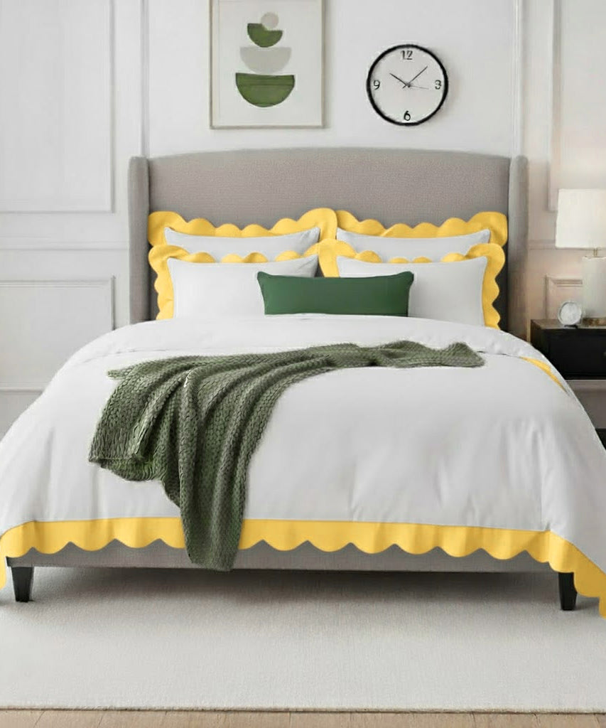 Wavy Applique Embroidery Cotton Duvet Cover Set