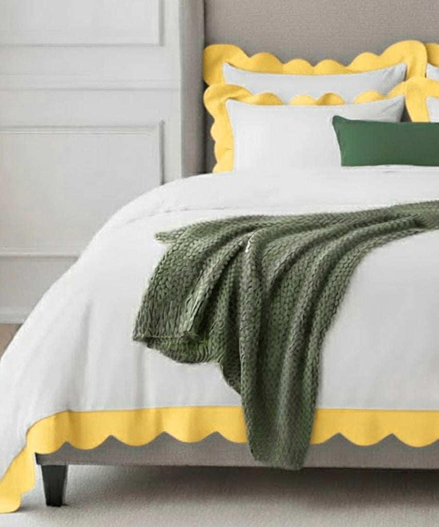 Wavy Applique Embroidery Cotton Duvet Cover Set