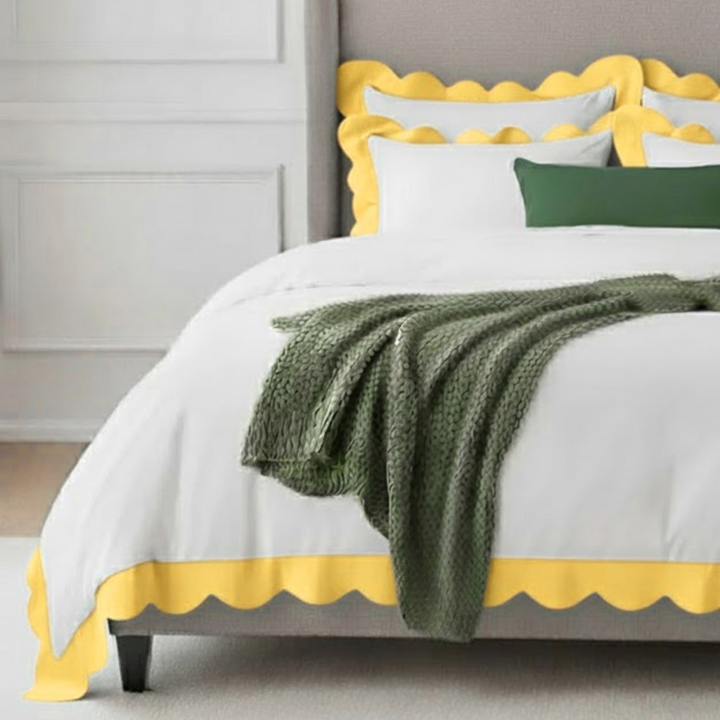 Wavy Applique Embroidery Cotton Duvet Cover Set