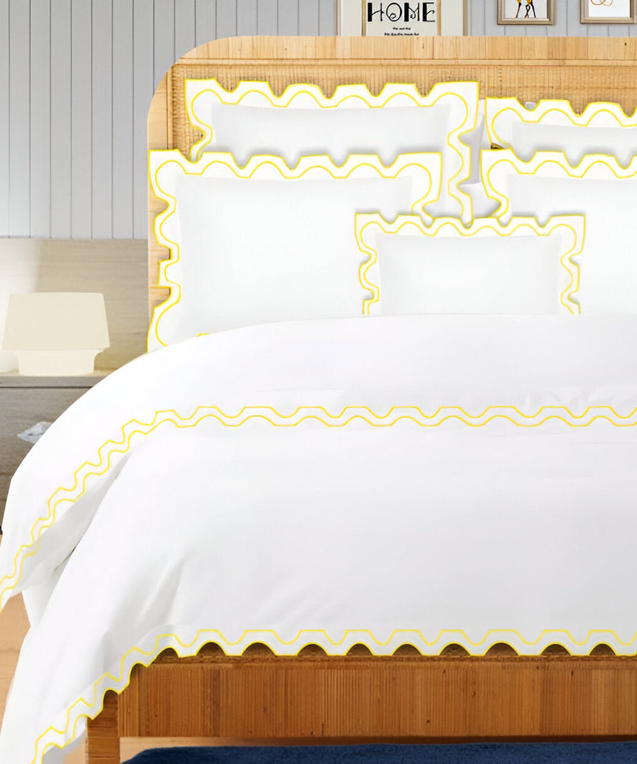 400TC Zig & Zag U Shape Embroidery Cotton Duvet Cover Set