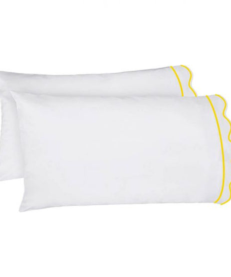 400TC Cotton Scallop Embroidery & Border Sateen Solid Sheet Set