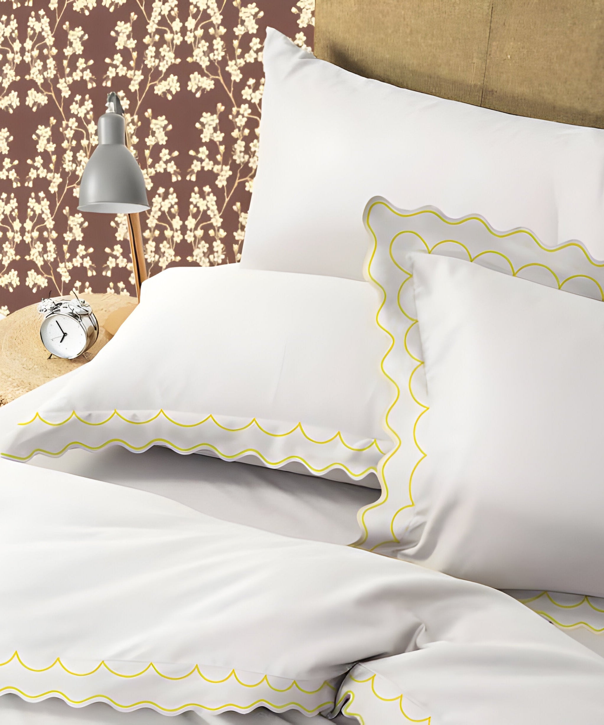 400TC Cotton Sateen Double Scallop Embroidery Duvet Cover Set