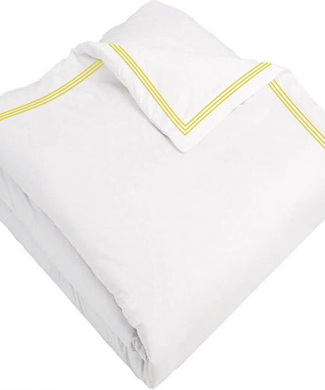 400TC Cotton Triple Edge Embroidery Sateen Solid Duvet Cover Set