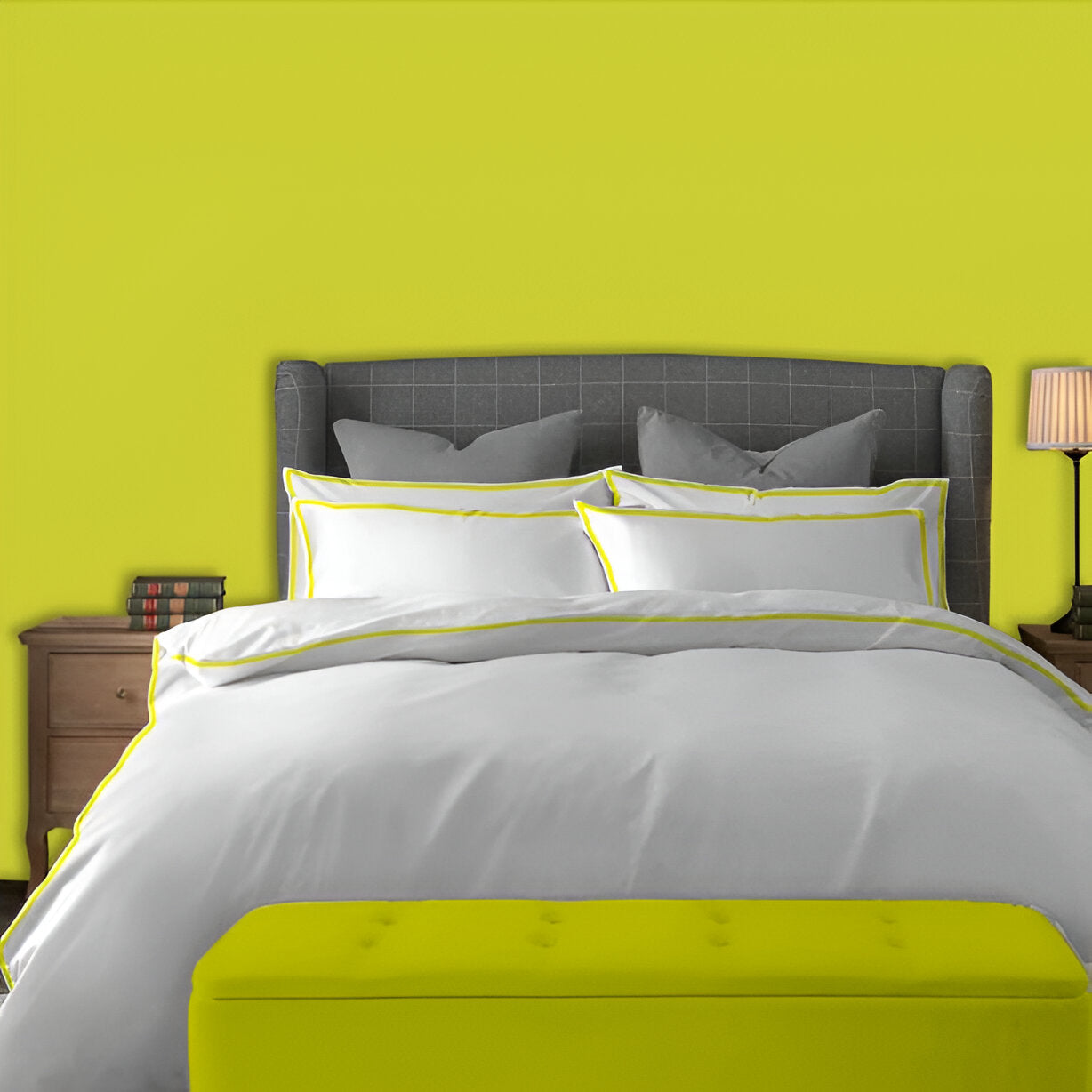 400TC Embroidery Cotton Sateen Solid Duvet Cover Set