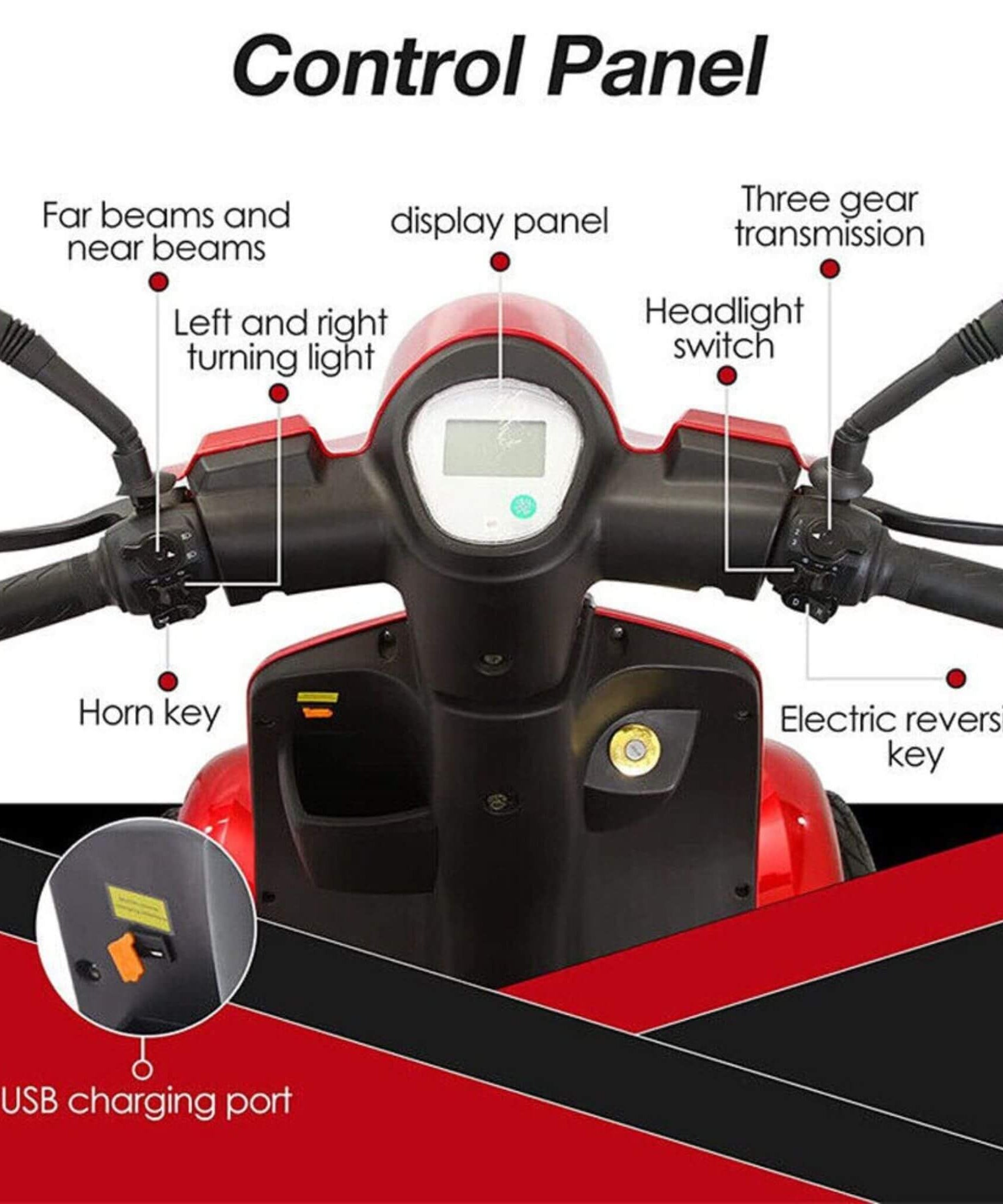 Zvg 4-Wheel 60V/20AH Electric Golf Senior Travel Mobility Scooter For Adults, 440LBS (SAK91582)
