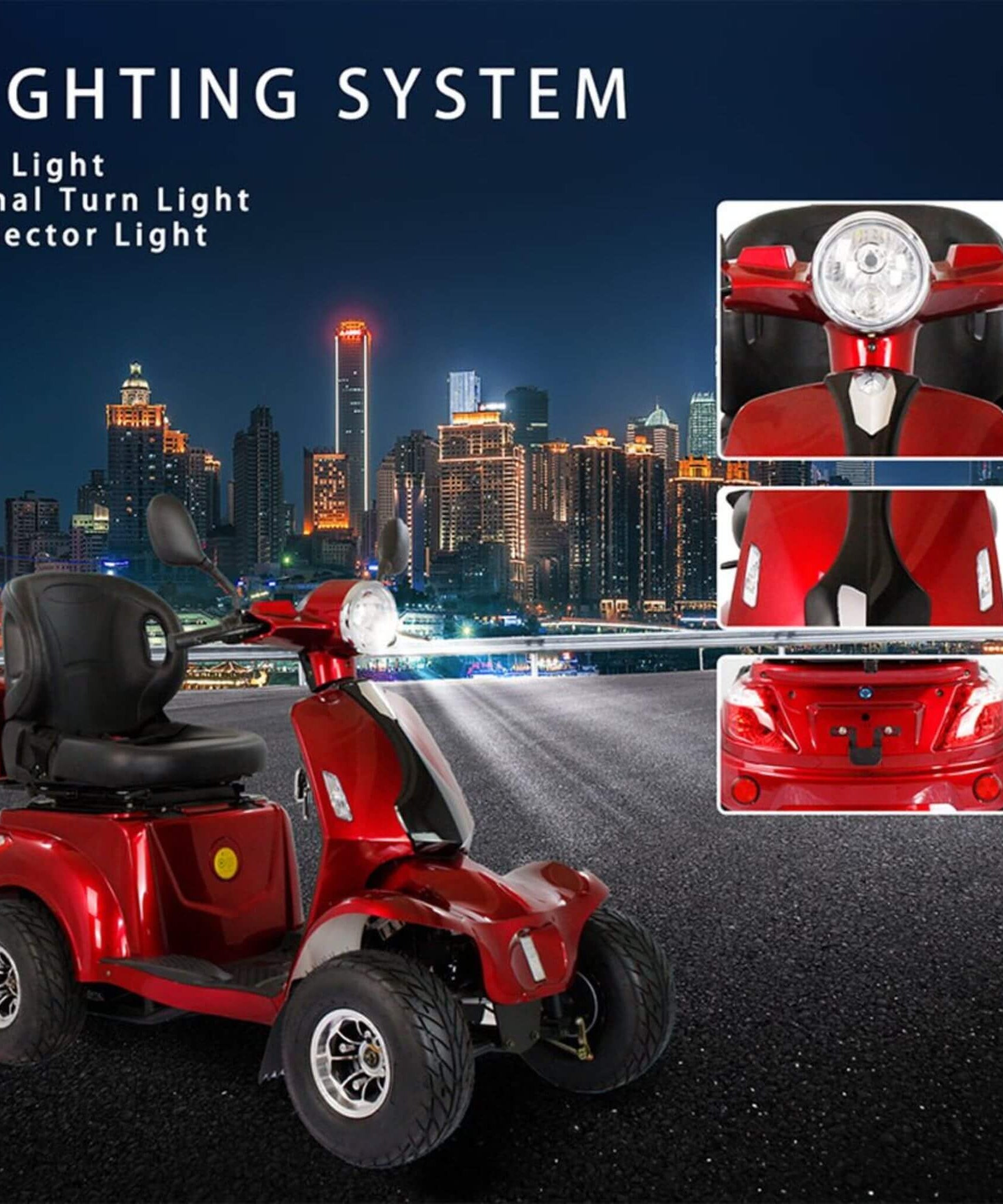 Zvg 4-Wheel 60V/20AH Electric Golf Senior Travel Mobility Scooter For Adults, 440LBS (SAK91582)