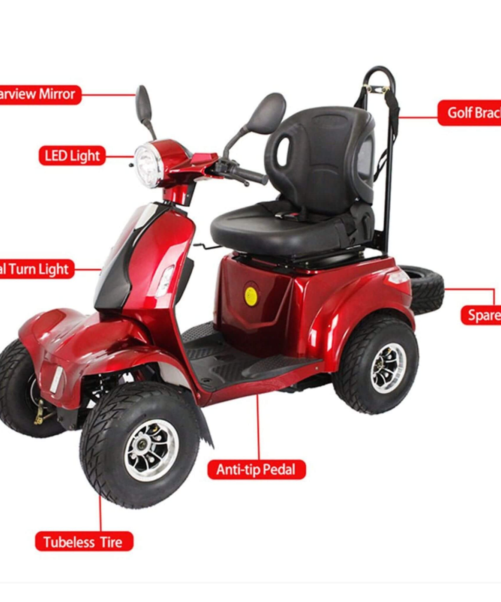 Zvg 4-Wheel 60V/20AH Electric Golf Senior Travel Mobility Scooter For Adults, 440LBS (SAK91582)