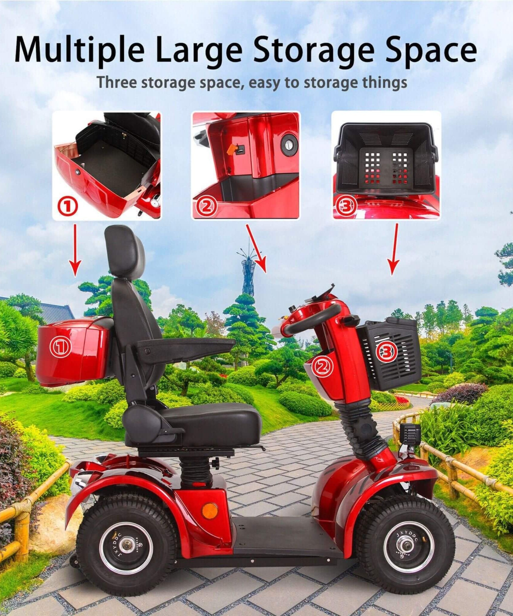 Zvg 4-Wheel Heavy-Duty 500W 48V20AH Electric All-Terrain Mobility Scooter (SAK93647)