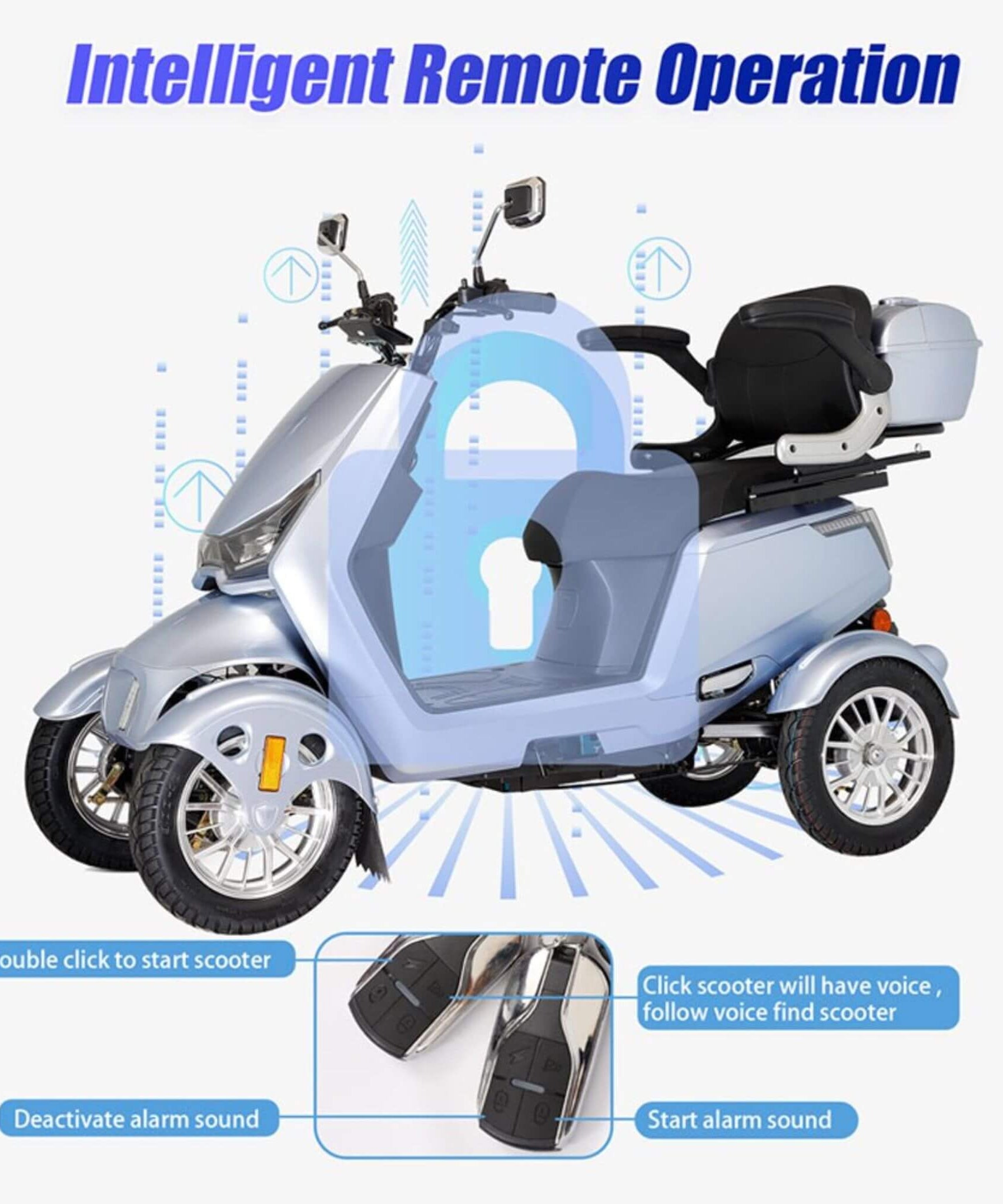 Zvg Heavy-Duty 1000W 60V/20AH Four Wheel All-Terrain Travel Mobility Scooter, 440LBS (SAK91645)
