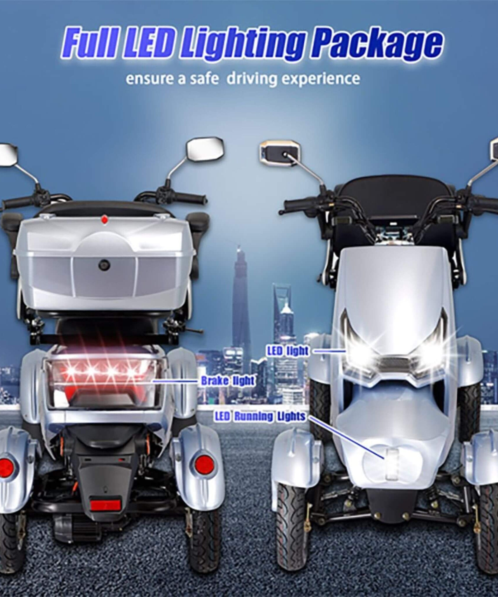 Zvg Heavy-Duty 1000W 60V/20AH 330LBS Four-Wheel All-Terrain Travel Mobility Scooter [SN-4L] (SAK97245)