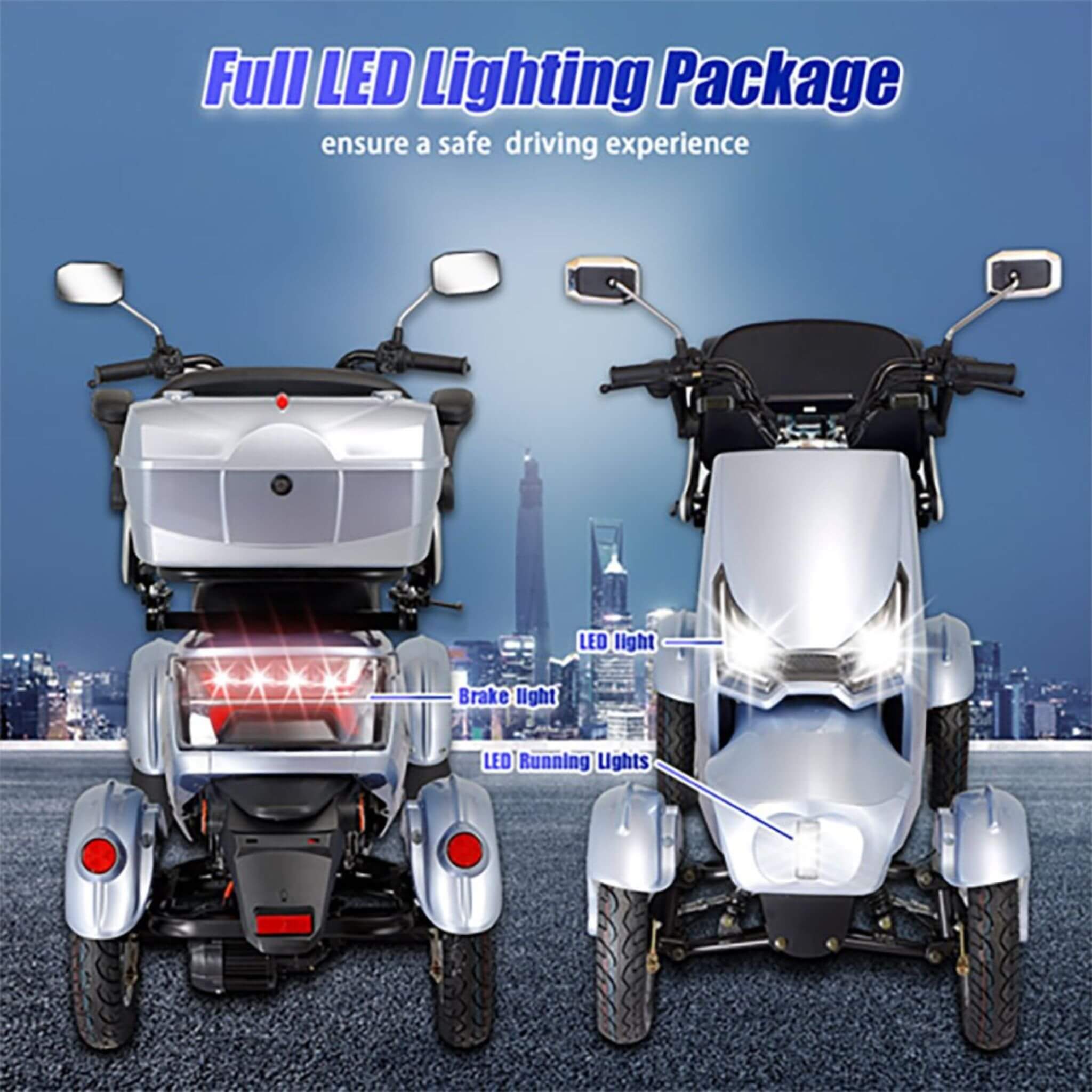 Zvg Heavy-Duty 1000W 60V/20AH 330LBS Four-Wheel All-Terrain Travel Mobility Scooter [SN-4L] (SAK97245)