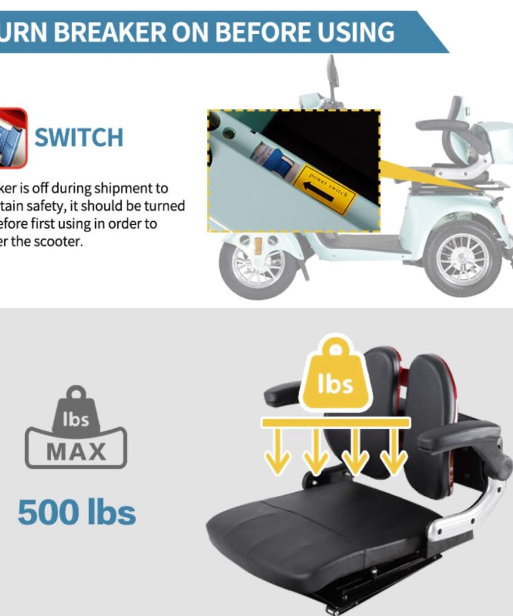 Zvg Heavy-Duty 800W 60V20AH Four Wheel All-Terrain Travel Mobility Scooter For Adults And Seniors, 500LBS (SAK97156)