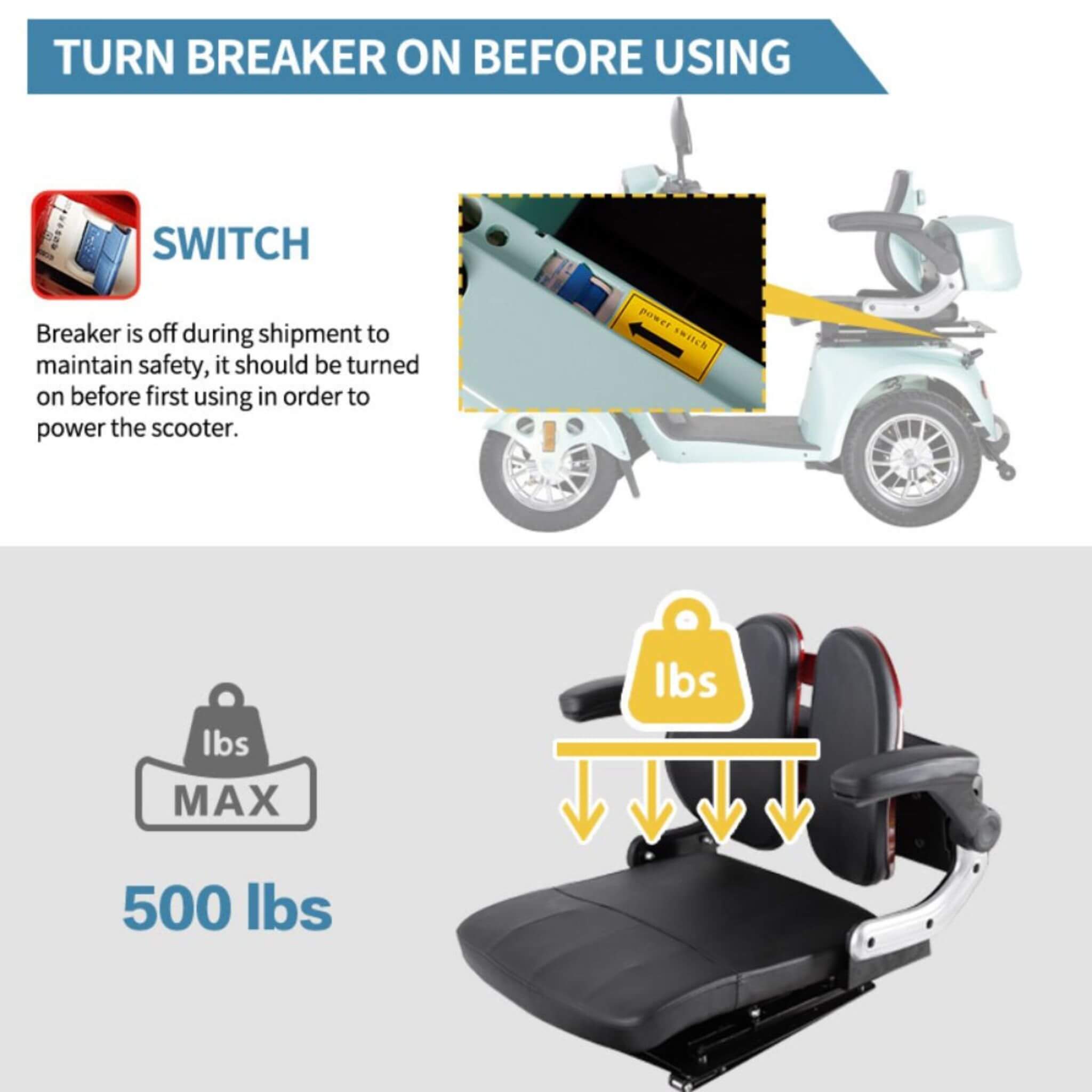 Zvg Heavy-Duty 800W 60V20AH Four Wheel All-Terrain Travel Mobility Scooter For Adults And Seniors, 500LBS (SAK97156)