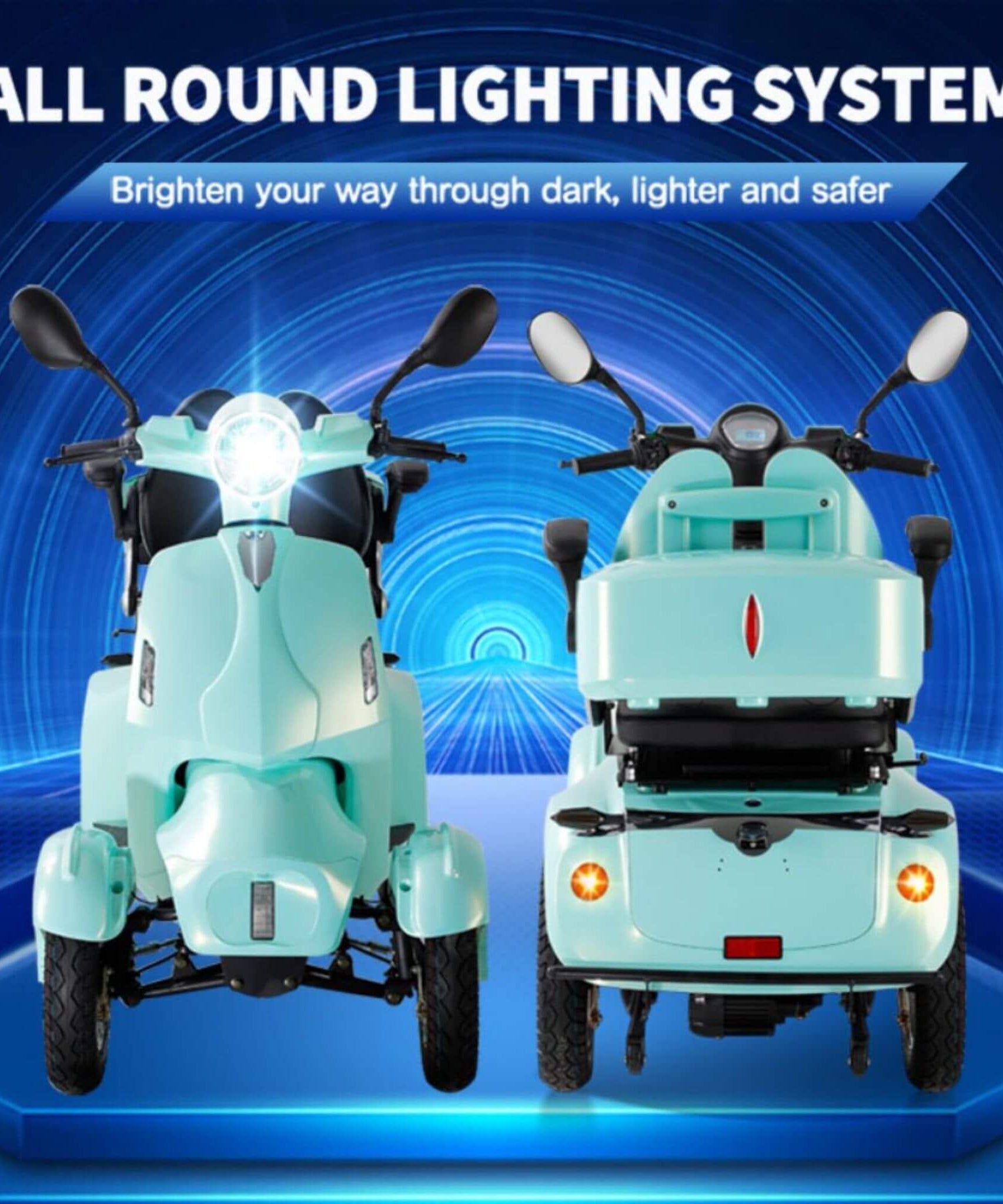 Zvg Heavy-Duty 800W 60V20AH Four Wheel All-Terrain Travel Mobility Scooter For Adults And Seniors, 500LBS (SAK97156)
