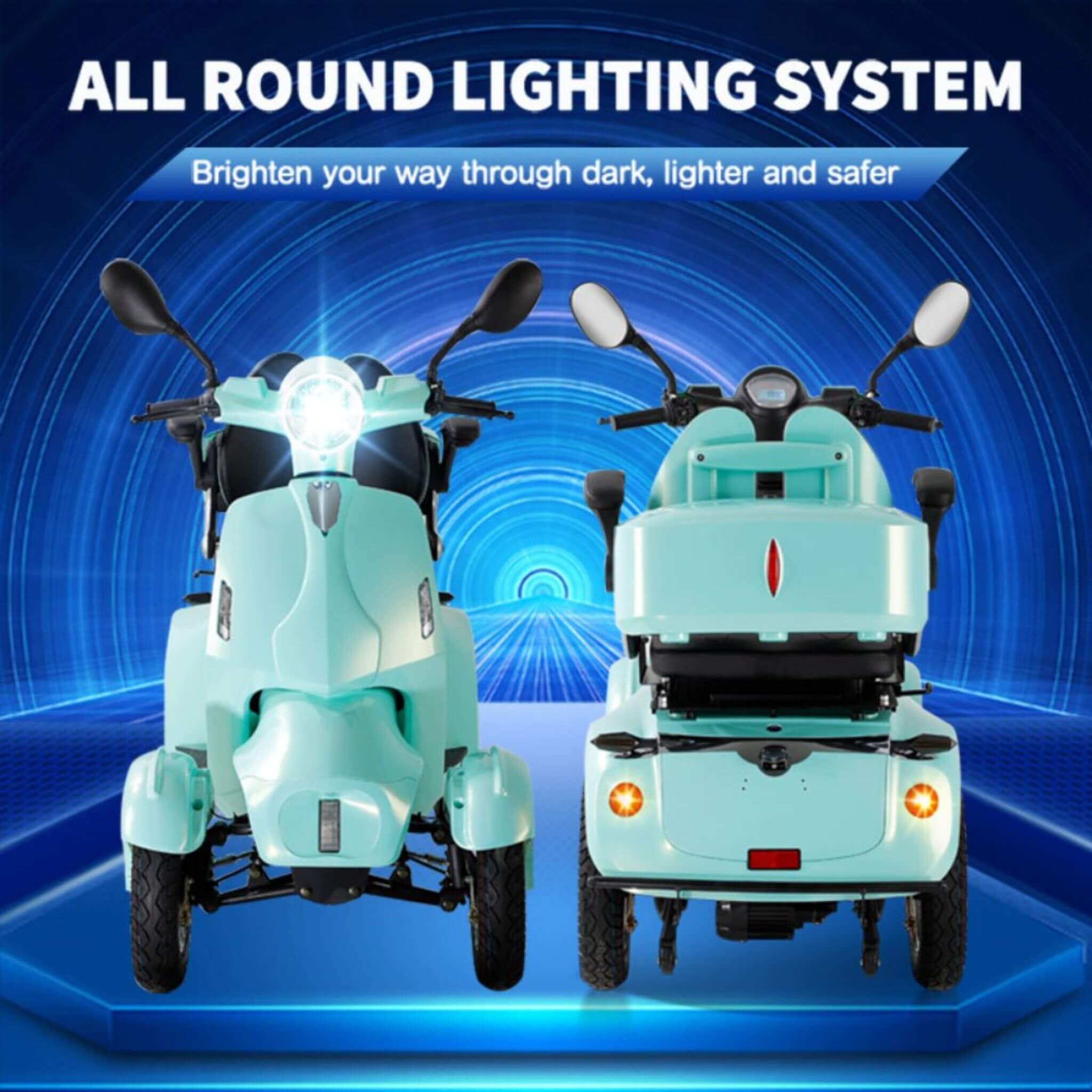 Zvg Heavy-Duty 800W 60V20AH Four Wheel All-Terrain Travel Mobility Scooter For Adults And Seniors, 500LBS (SAK97156)