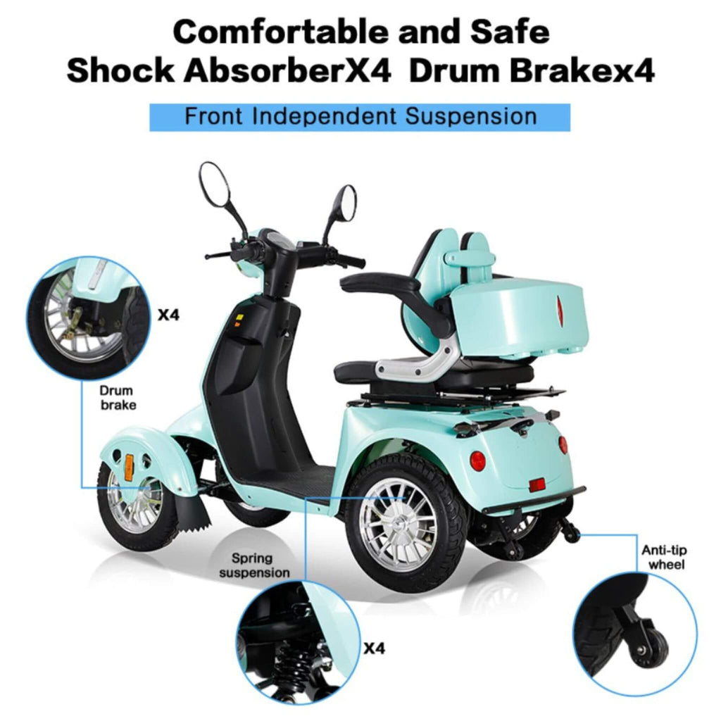 Zvg Heavy-Duty 800W 60V20AH Four Wheel All-Terrain Travel Mobility Scooter For Adults And Seniors, 500LBS (SAK97156)