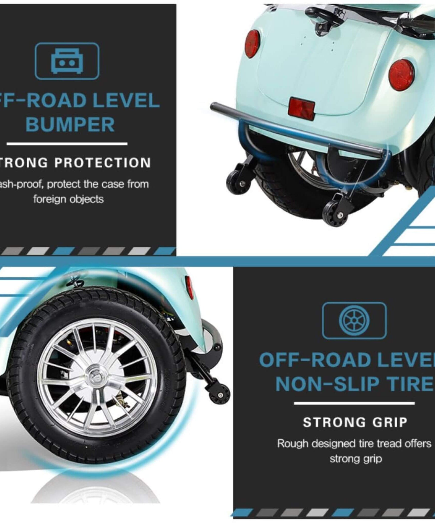 Zvg Heavy-Duty 800W 60V20AH Four Wheel All-Terrain Travel Mobility Scooter For Adults And Seniors, 500LBS (SAK97156)