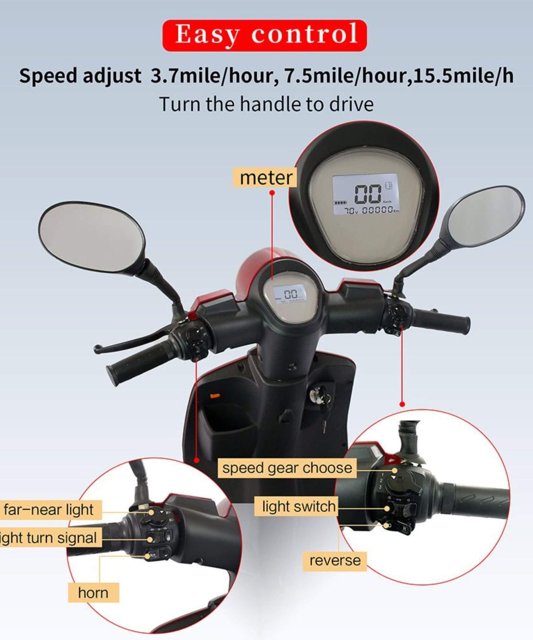 Zvg Premium 800W 4-Wheel Electric Motorized Adults Travel Mobility Scooter For Adults (SAK94712)