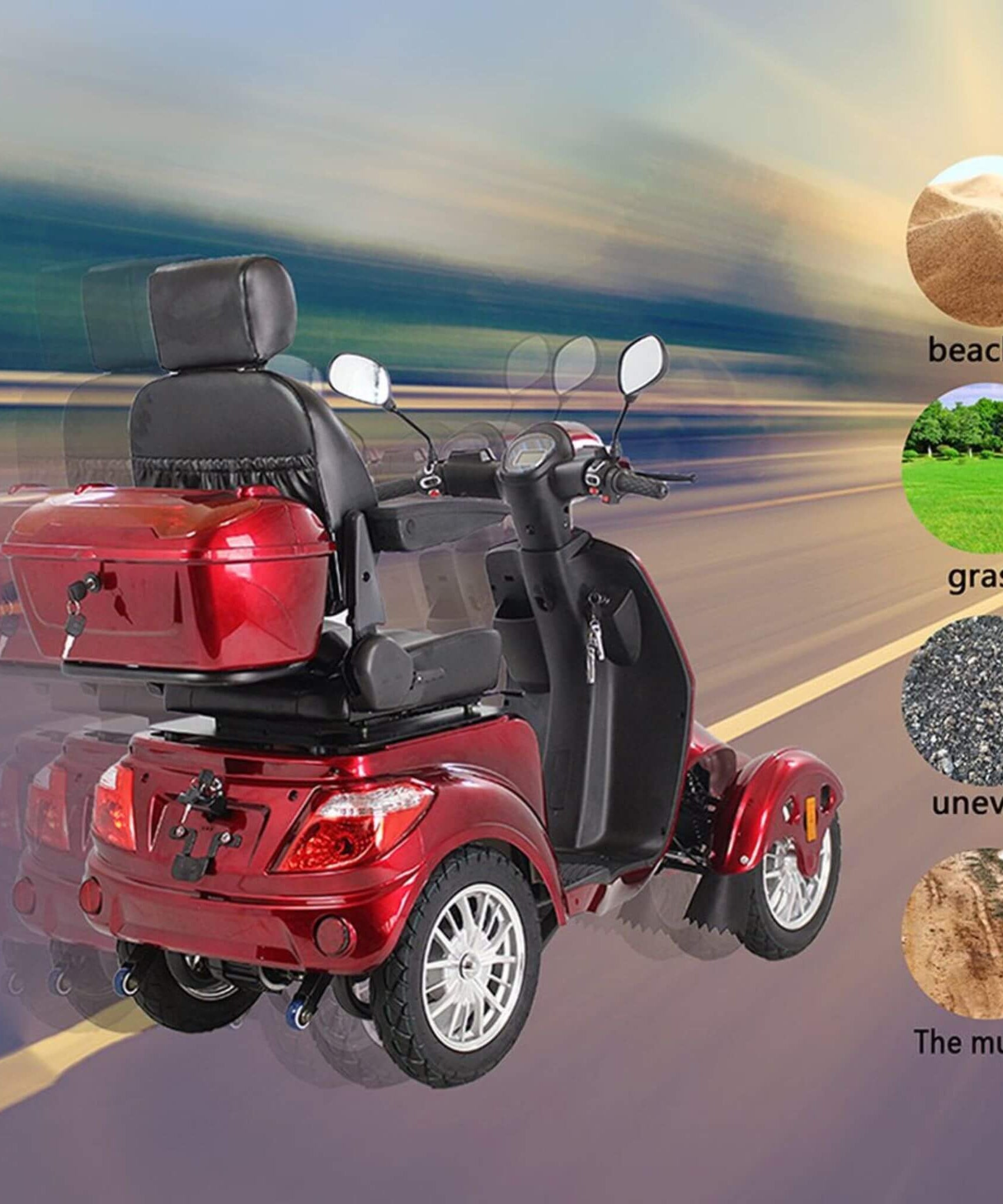 Zvg Premium 800W 4-Wheel Electric Motorized Adults Travel Mobility Scooter For Adults (SAK94712)