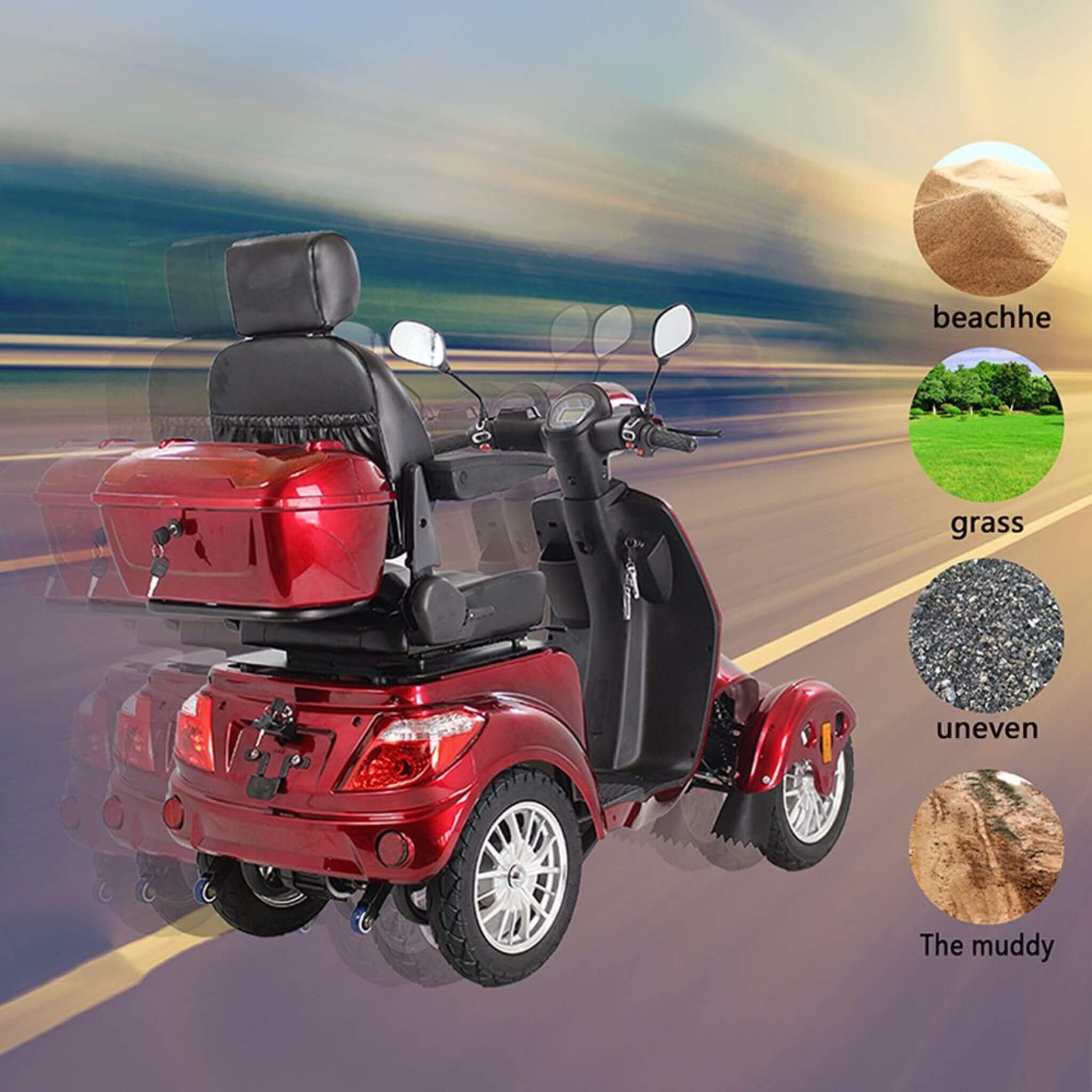 Zvg Premium 800W 4-Wheel Electric Motorized Adults Travel Mobility Scooter For Adults (SAK94712)