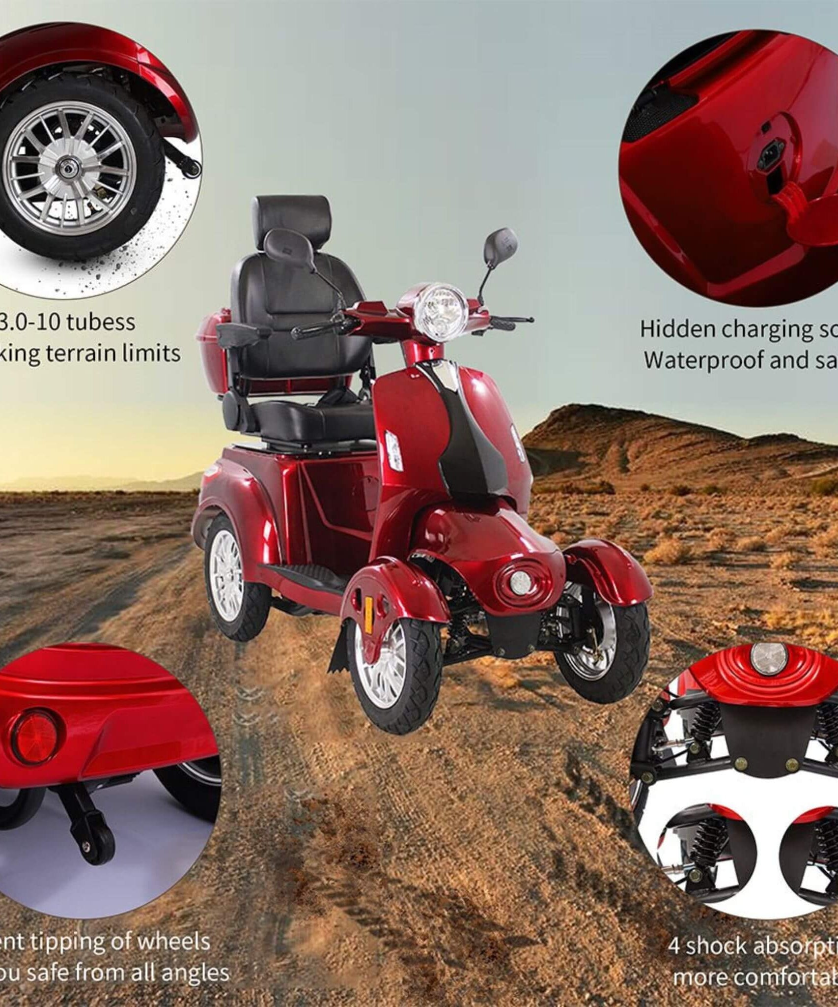 Zvg Premium 800W 4-Wheel Electric Motorized Adults Travel Mobility Scooter For Adults (SAK94712)
